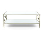 Classic Living Room Coffee Table Decorative Brushed Brass With Tempered Glass