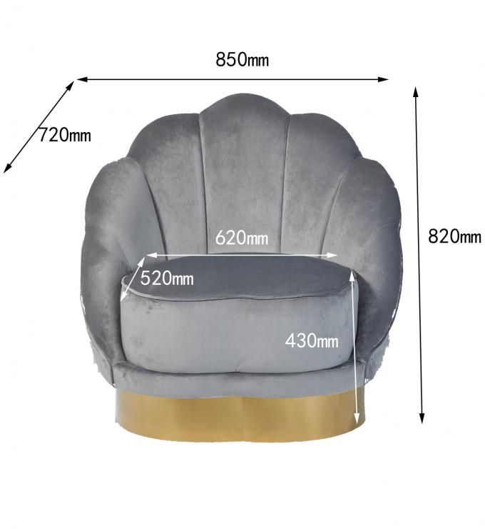 Pettine americano Shell Shaped Living Room Sofa del tessuto del velluto 2