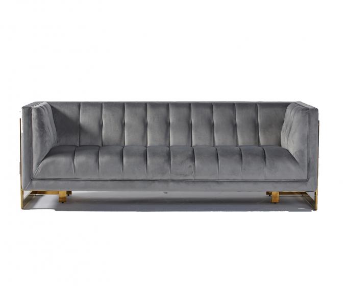 Il tessuto del velluto ha trapuntato il salone moderno Sofa With Hallow Metal Legs 0
