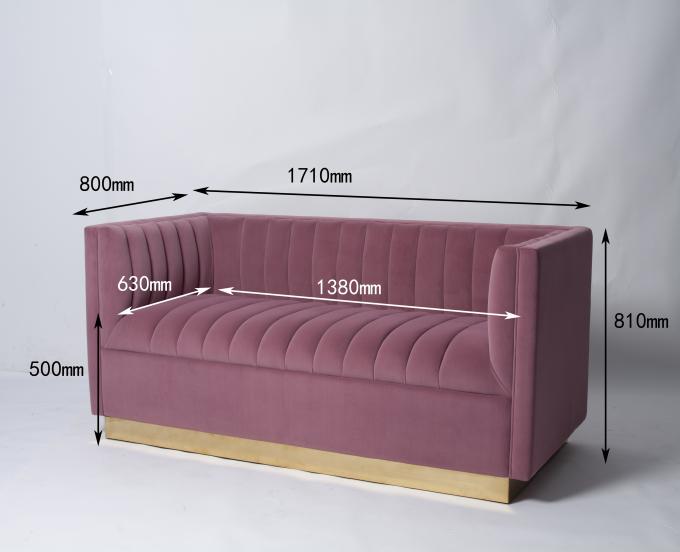 Adatti Sofa With Metal Base trapuntato velluto rosa fumoso 0