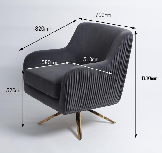 Gambe Grey Velvet Armchair moderno di acciaio inossidabile dell'oro 0