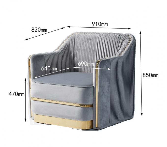 Tessuto di lusso leggero singolo Sofa With Stainless Steel Decorated del velluto di stile 0