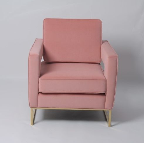 Lo svago rosa del salone del velluto arma le gambe di Sofa Chair With Stainless Steel 0