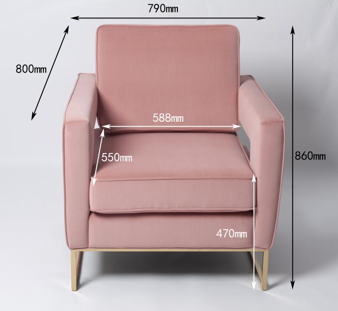 Struttura moderna di Pale Pink Sofa With Metal del velluto della mobilia del salone 0