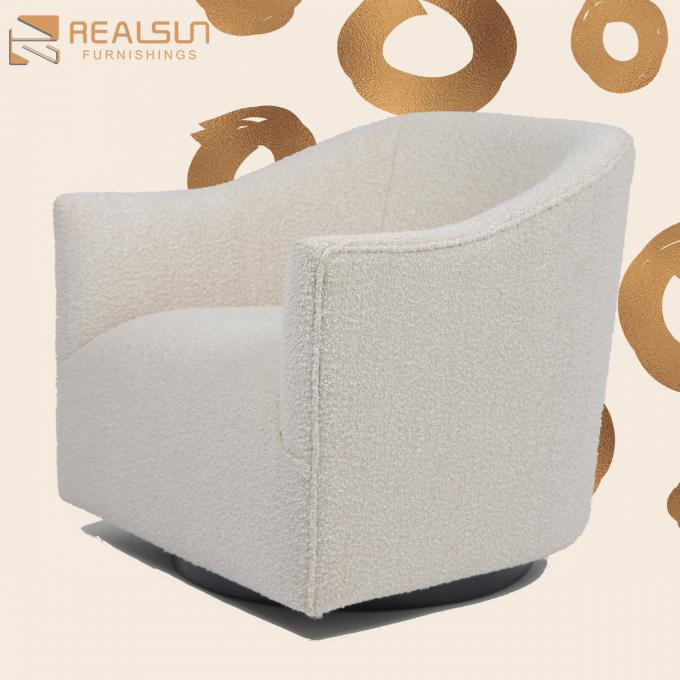 Poltrona beige lanuginosa del tessuto di lusso moderno del salone singola 1