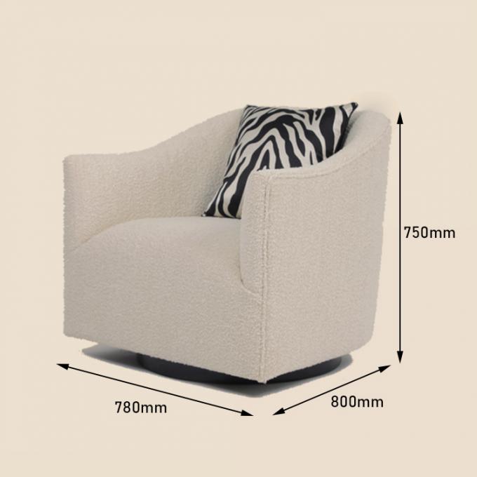 Poltrona beige lanuginosa del tessuto di lusso moderno del salone singola 3