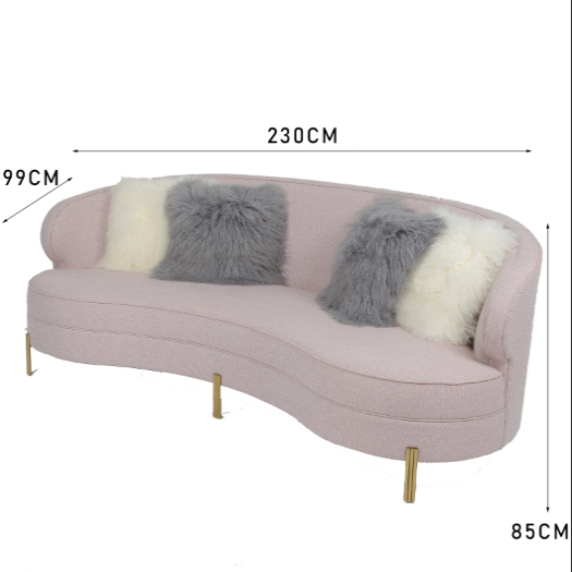Sofà moderno di Seater del salone 3 del velluto del tessuto della curva 0