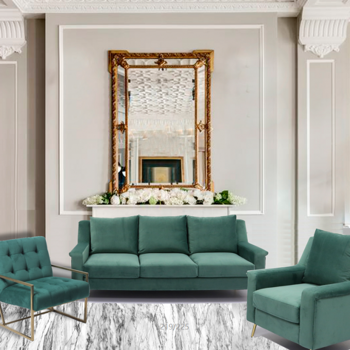 Salone Sofa With Metal Leg del ODM di Forest Green 2