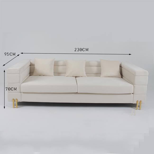 3 il velluto di Seater 70cm ha trapuntato Sofa With Slim Metal Leg 0