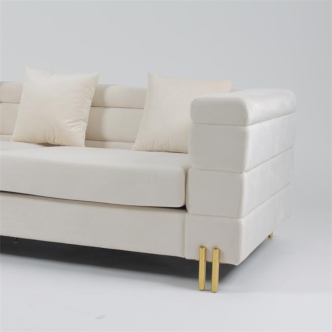 3 il velluto di Seater 70cm ha trapuntato Sofa With Slim Metal Leg 1
