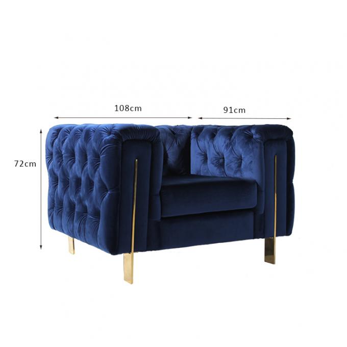 Bottone reale comodo della sedia di L108cm Blue Velvet per il salone 0