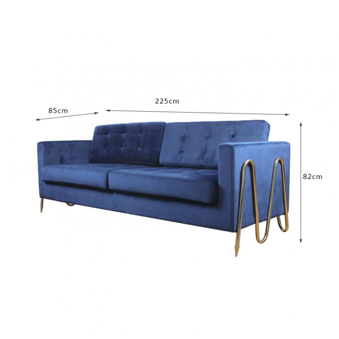 Sofà W 225cm del tessuto di Small Apartment Modern del progettista di acciaio inossidabile 0