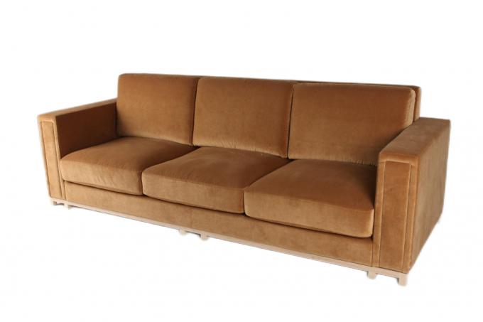Struttura di legno solida di Seat del velluto della casa del sofà arancio 3 del salone 1