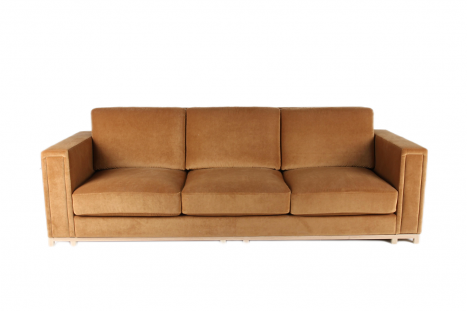 Struttura di legno solida di Seat del velluto della casa del sofà arancio 3 del salone 2