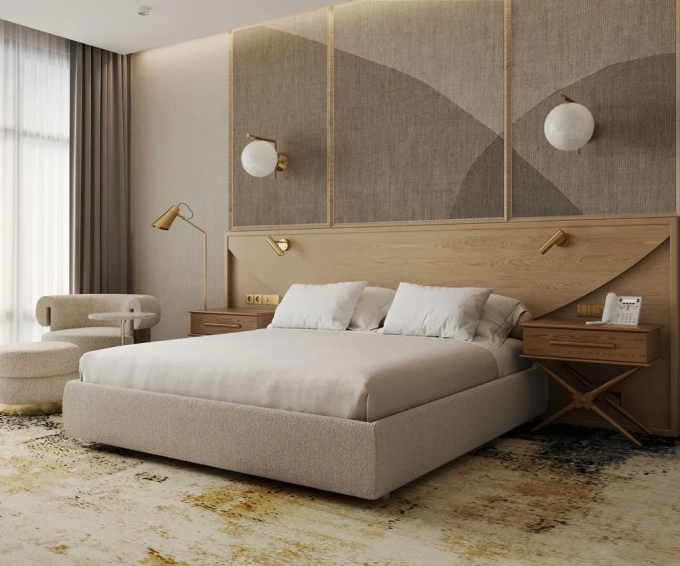 Insiemi della mobilia della camera da letto dell'hotel per la mobilia di legno solida della camera da letto delle camere di albergo cinque stelle 1