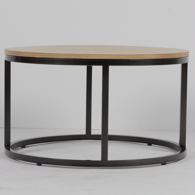 comprare Tavolino da salotto di legno solido arrotondato salone con la base della struttura del ferro fabbricazione online