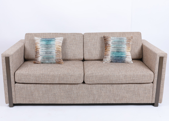comprare Design moderno di lusso per divano letto matrimoniale imbottito in tessuto con braccioli in legno fabbricazione online