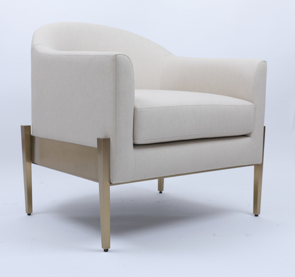 comprare Poltrona lounge singola in tessuto bianco, lussuosa struttura in metallo dorato confortevole fabbricazione online