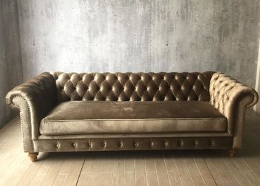comprare Grey Crushed Velvet Sofa Three moderno Seater/tappezzeria Sofa Oak Wood del tessuto fabbricazione online