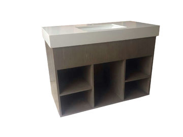 comprare Vanità di legno solida del bagno del cubo aperto su ordinazione senza quarzo bianco delle cime fabbricazione online