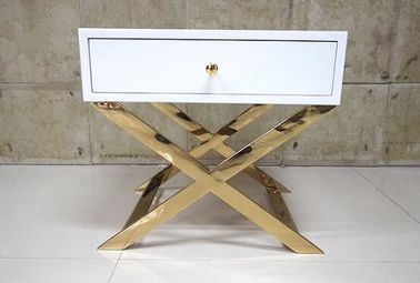 comprare Comodini dipinti bianchi dell'hotel dell'oro con di base metallica lucidato, 60% Sheen fabbricazione online