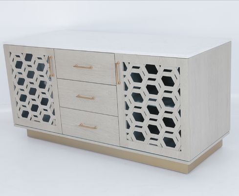 comprare Luxury Custom Cmade Oak Wood Blue Painted Finish Inside Dresser Con Gambe Metalliche in Rame fabbricazione online