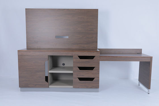comprare Moderno camera da letto personalizzato pannello TV lineare espansivo e armadietto da scrivania per Hilton Hotel fabbricazione online
