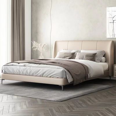 comprare Letto imbottito in beige di lusso in stile europeo fabbricazione online