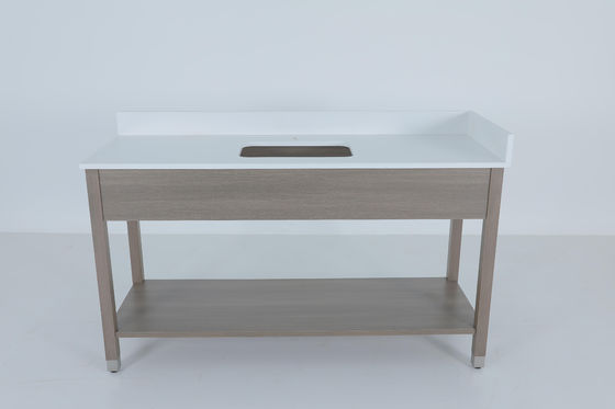 Buon prezzo Metallo Ferrule Bianco Pietra Top E Backsplash Vanità Con Mensola In Legno in linea