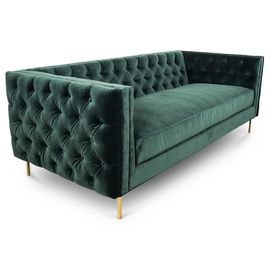 comprare Il bottone dorato della gamba del metallo ha trapuntato Sofa Sets For Wedding/salone, tessuto nero del velluto fabbricazione online