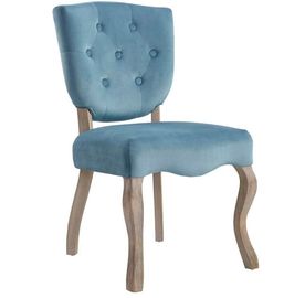 comprare Le sedie della sala da pranzo della mobilia antica abbottonano il tessuto blu trapuntato della tela di colore fabbricazione online