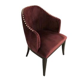 comprare Sedia pranzante di legno del tessuto rosso all'ingrosso del velluto con i neilheads d'argento fabbricazione online