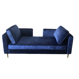 comprare Salone blu Sofa With Gold Metal Legs del velluto di colore di progettazione moderna fabbricazione online