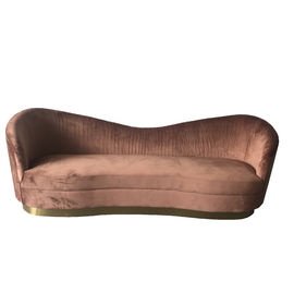 comprare Il sofà giallo di Chesterfield del velluto per il sofà del salone con gloden di base metallica fabbricazione online