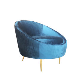 comprare 2018 sofà del velluto blu di Hotsale singolo, sedia di salotto del velluto con le gambe dorate del metallo fabbricazione online