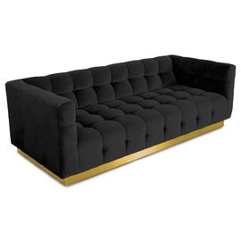 comprare Sofà classico di lusso del salone del velluto del nero del recliner della mobilia europea con di base metallica dorato fabbricazione online