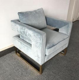 comprare Il tessuto di Blue Velvet ed il salone del cuscino gonfiabile si corica con ottone dorato di base metallica fabbricazione online