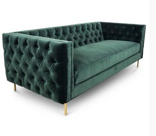 comprare Il salone domestico della mobilia si corica 3 Seat Sofa Green Velvet Fabric Upholstered fabbricazione online