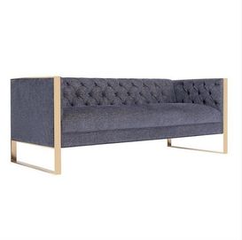 comprare Sofa Upholstered Wedding Rental ricoperto tessuto di base metallica dorato fabbricazione online