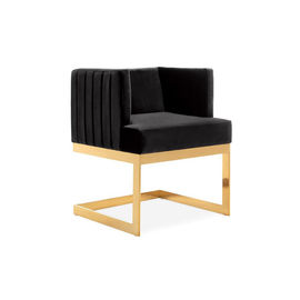 comprare Il metallo dell'oro modella la L tessuto bianco di stile moderno semplice delle gambe che pranza la sedia di svago con progettazione su misura trapuntata fabbricazione online