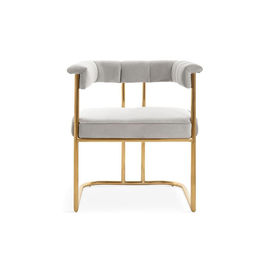 comprare Tessuto bianco di base metallica dell'unità di elaborazione di alta qualità di placcatura d'ottone stile americana dell'oro che pranza la sedia del bracciolo fabbricazione online