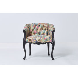 comprare Il nero elegante con la sedia antica di accento della poltrona della pagina del grano della sedia di stile della sedia del tessuto pazzo francese di legno degli uccelli fabbricazione online