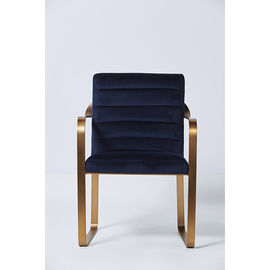 comprare Sedia contratta moderna popolare del salone di Blue Velvet con ottone spazzolato di base metallica fabbricazione online