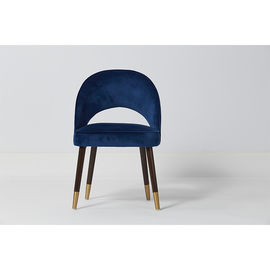 comprare Tessuto di Concreted Blue Velvet di modo che pranza le sedie con i piedi del metallo e di legno solido fabbricazione online