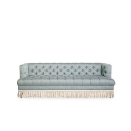 comprare I nuovi classici di progettazione disegnano il sofà 3 Seater Grey Velvet Fabric Sofa With Tasseles alla moda del salone fabbricazione online