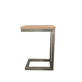 comprare Tavolino da salotto laterale spazzolato della piccola impiallacciatura di legno della struttura di legno della gamba del nichel per il salone fabbricazione online