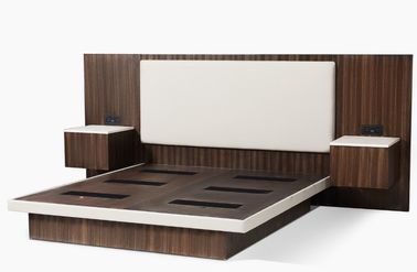 comprare Mobilia della camera da letto dell'albergo di lusso dell'impiallacciatura di legno di re Size Dark Zebra con la testata ricoperta fabbricazione online