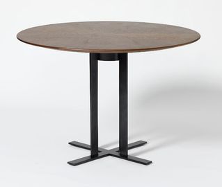 comprare Tabella allo spiedo della sala da pranzo dell'impiallacciatura di legno della noce con di base metallica nero fabbricazione online