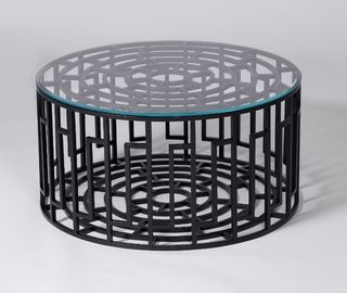 comprare Tavolino da salotto di base metallica nero del salone con chiaro vetro temperato fabbricazione online