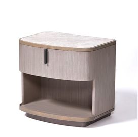 comprare Comodino tagliato quarto dell'impiallacciatura di legno di quercia dei comodini superiori di marmo naturali dell'hotel fabbricazione online